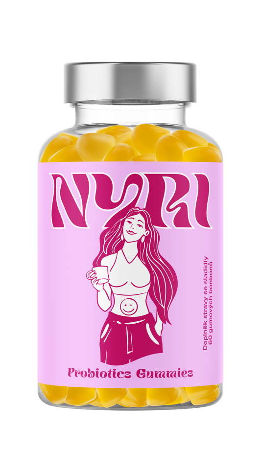 Probiotics Gummies NYRI – doplněk stravy s probiotickými kulturami a vitamíny, 60 gumových bonbonů