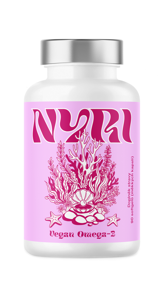 Vegan Omega-3 NYRI – doplněk stravy s DHA a EPA z mořských řas, 90 softgelů