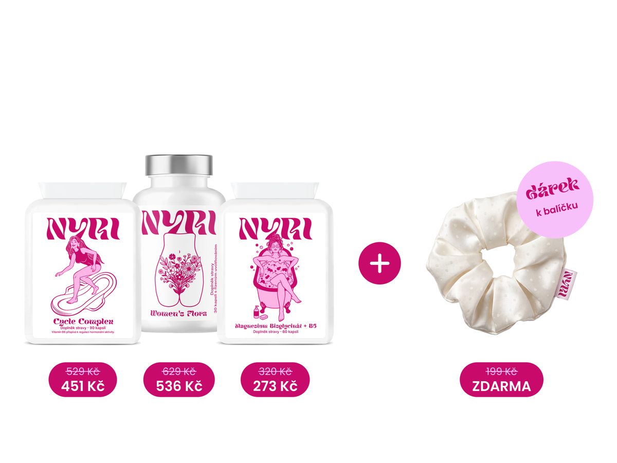 Balíček NYRI Ženská rovnováha – Women’s Flora, Cycle Complex a Magnesium Bisglycinát + B6
