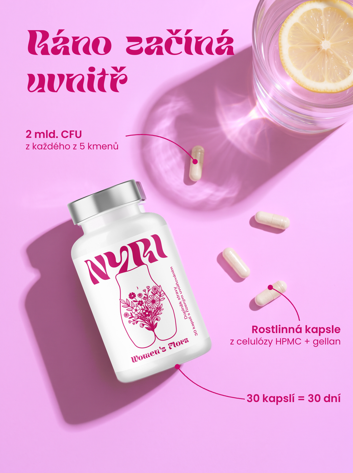 NYRI Women’s Flora – balení shora s ingrediencemi