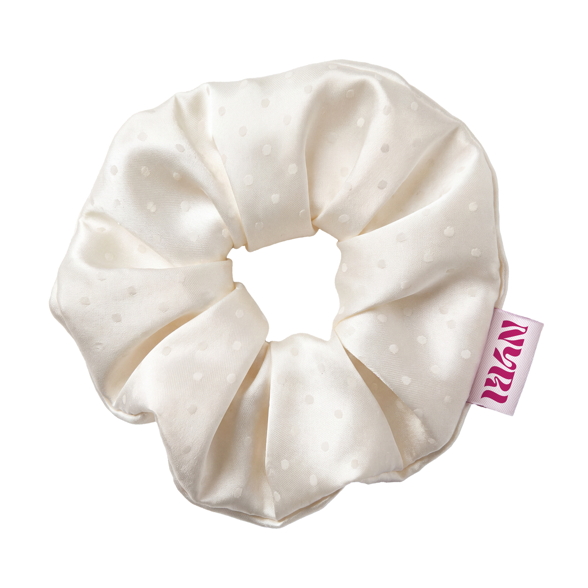 Nyri Scrunchie, saténová gumička do vlasů v krémově bílé barvě